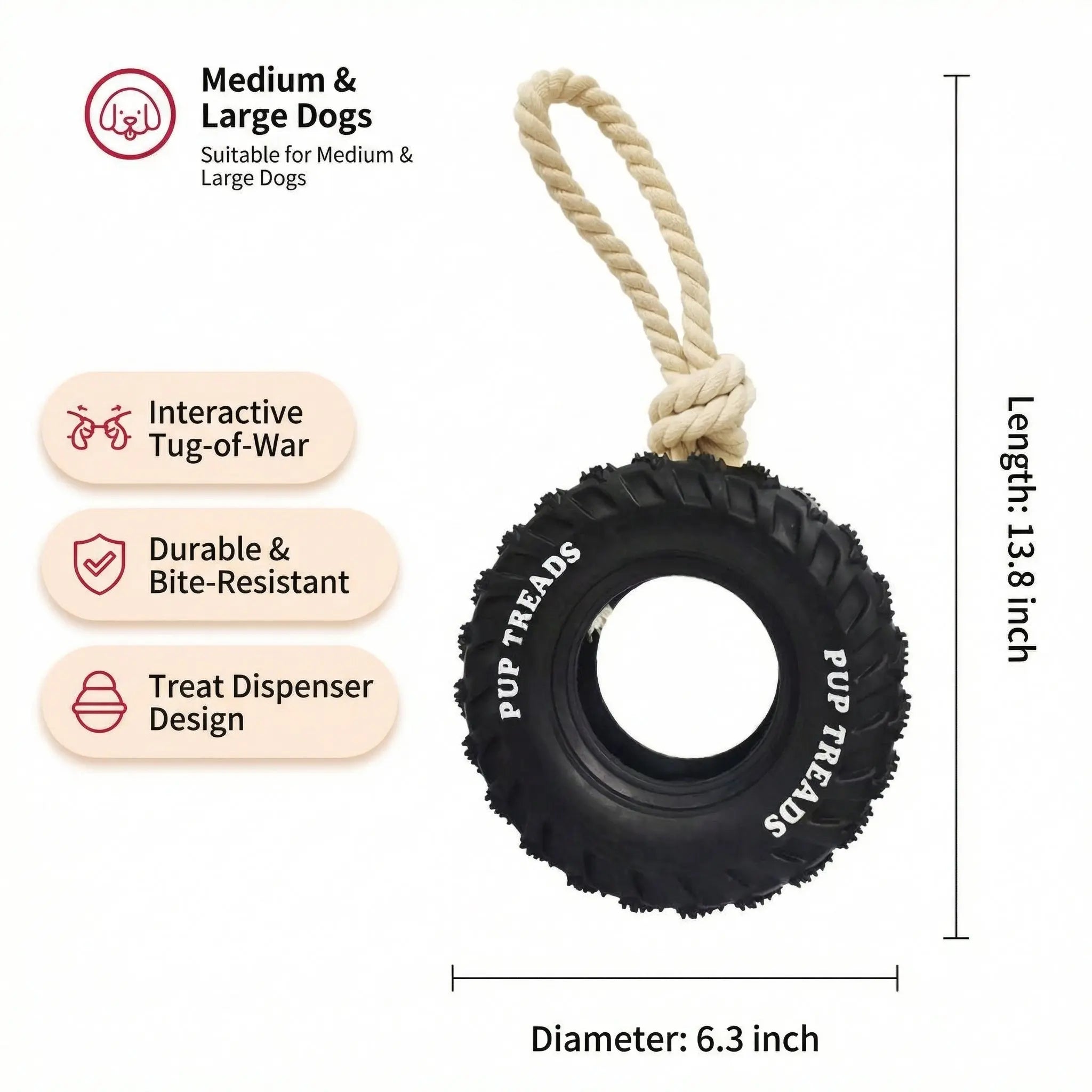 Dog Chew Tire – Tough Rubber Toy for Play & IQ Training