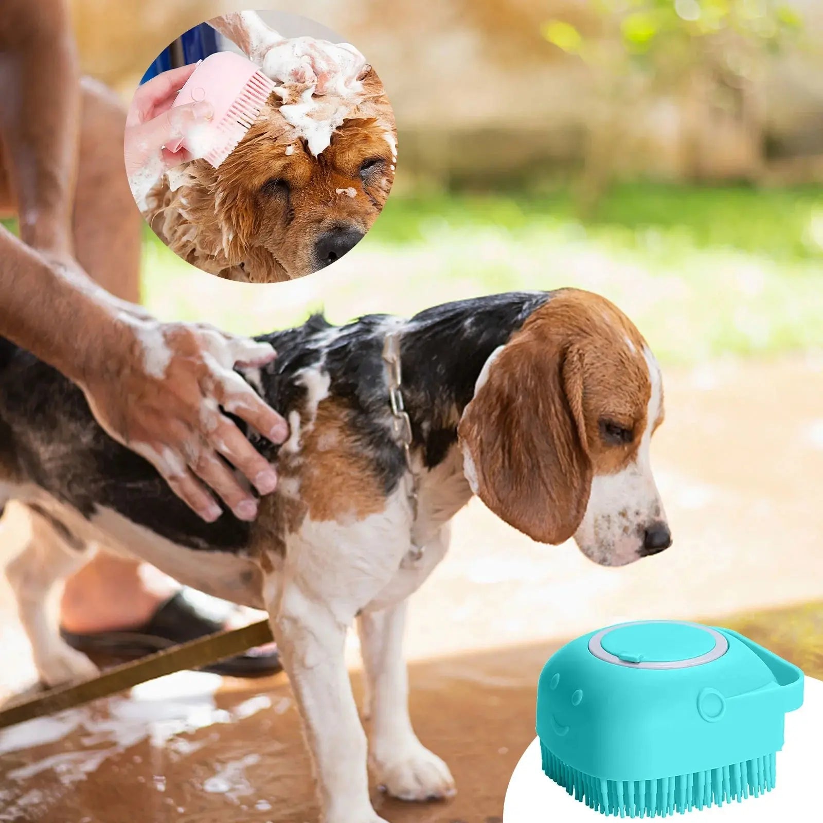 Dog Bath Brush – Silicone Shampoo Brush for Grooming