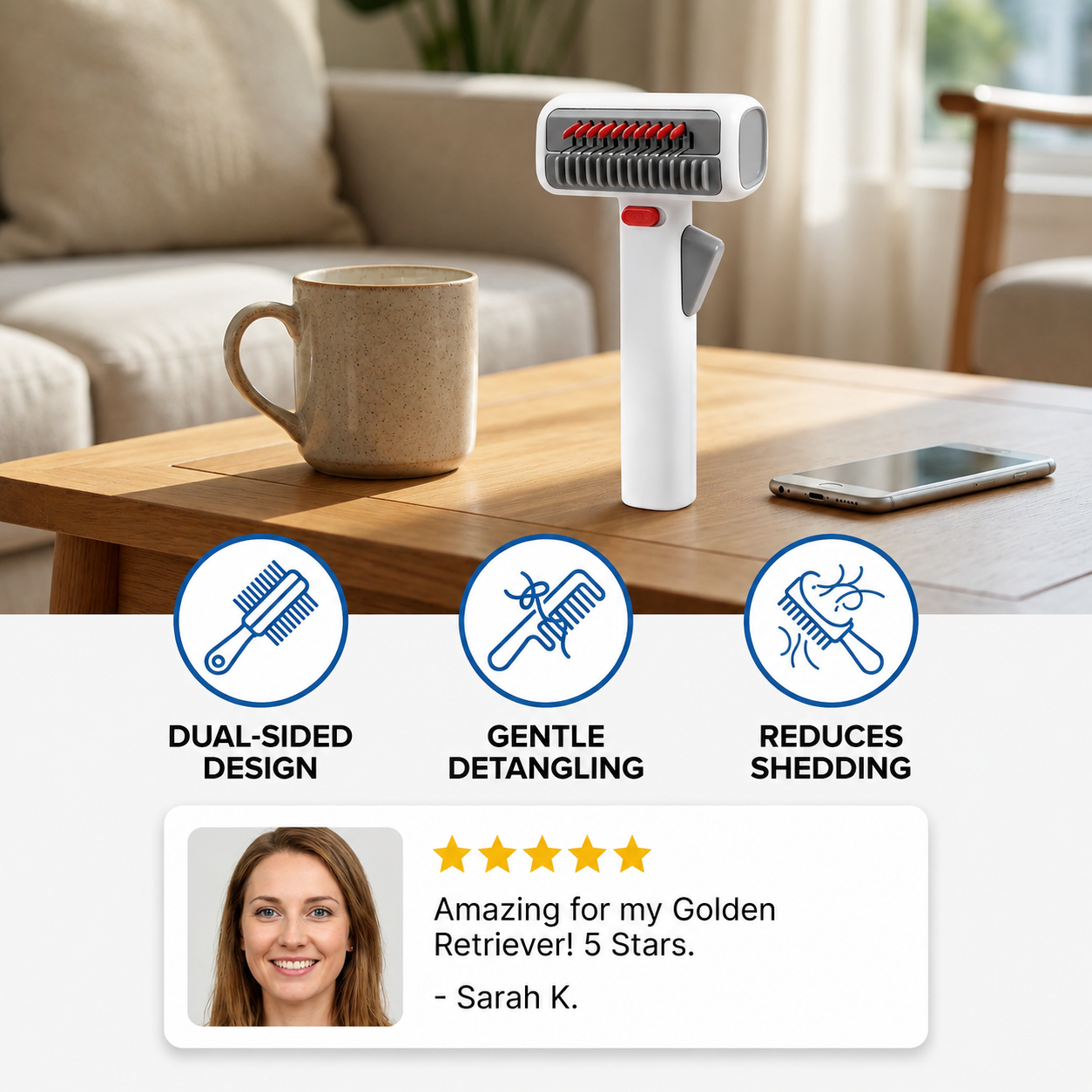 2-in-1 Pet Grooming Brush for Dogs & Cats
