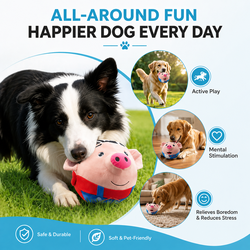 Squeaky Pig Dog Toy – Soft Plush Interactive Chew & Play Toy