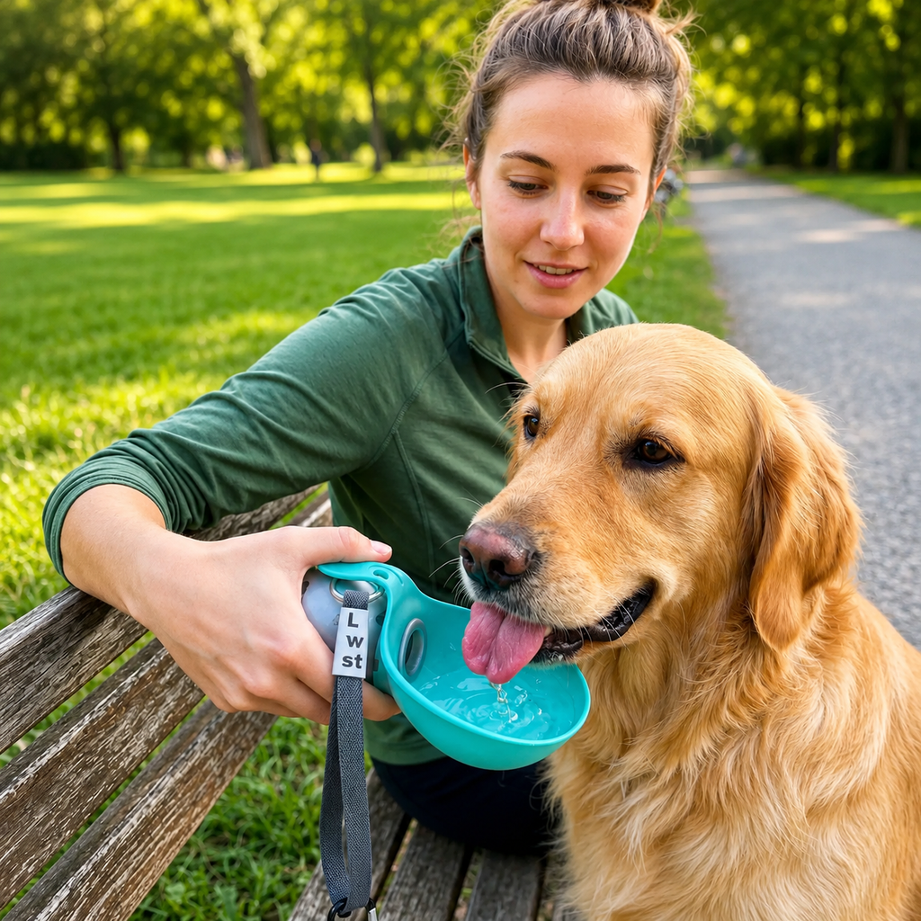 Portable Dog Water Bottle – Leak-Proof Travel Bottle with Bowl