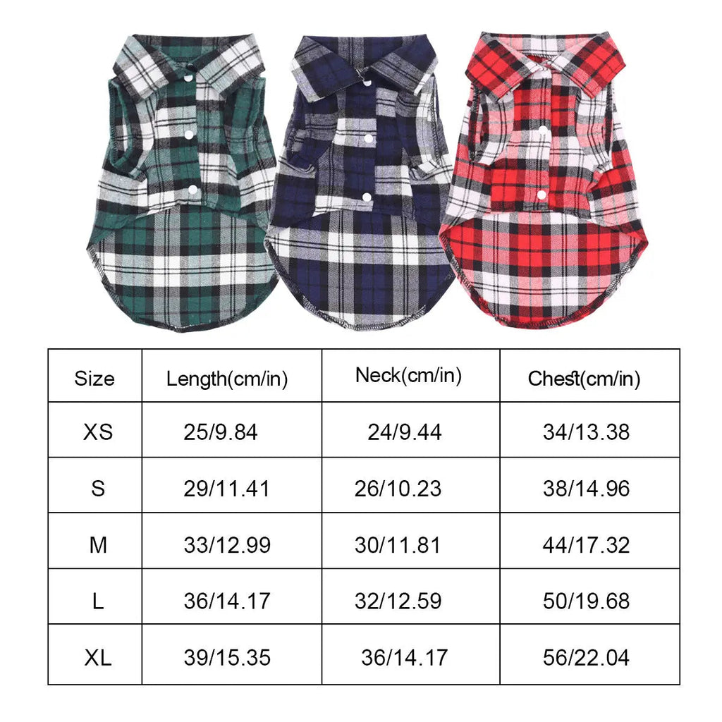 Plaid Pet Shirt – Stylish Dog T-Shirt for Small & Medium Dogs