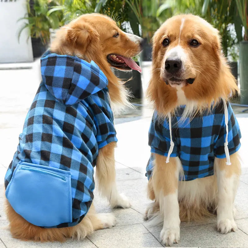 Pet Sweatshirt – Plaid Hoodie with Pocket for Dogs & Cats