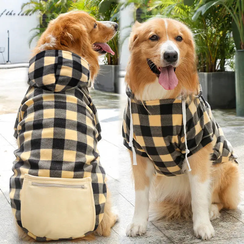 Pet Sweatshirt – Plaid Hoodie with Pocket for Dogs & Cats