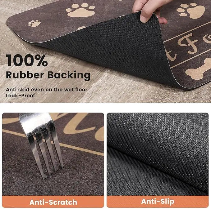 Dog & Cat Feeding Mat – Absorbent Bowl Mat for Mess-Free Meals