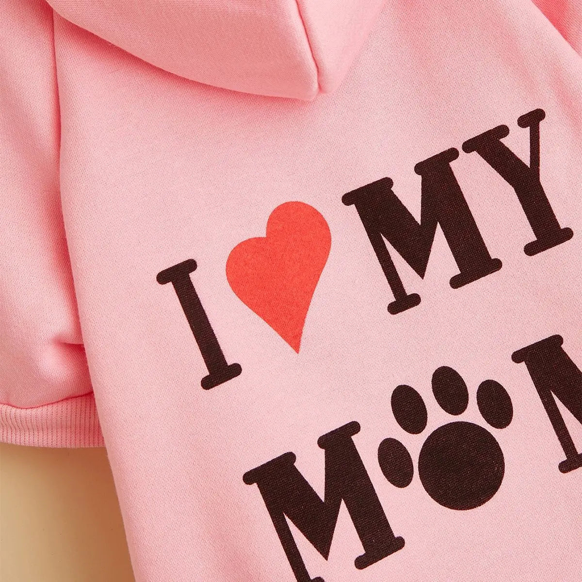 Cute Pet Hoodie – "I Love My Mom” Dog & Cat Apparel