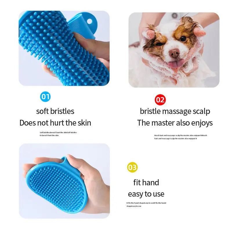 Dog & Cat Bath Brush – Soft Rubber Grooming Comb